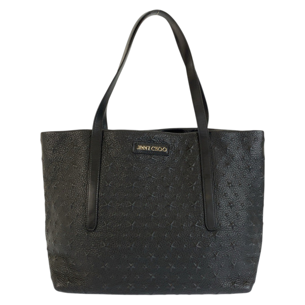 JIMMY CHOO Star Embossed Sophia Black Leather Tote Bag/Shoulder Bag for Men
